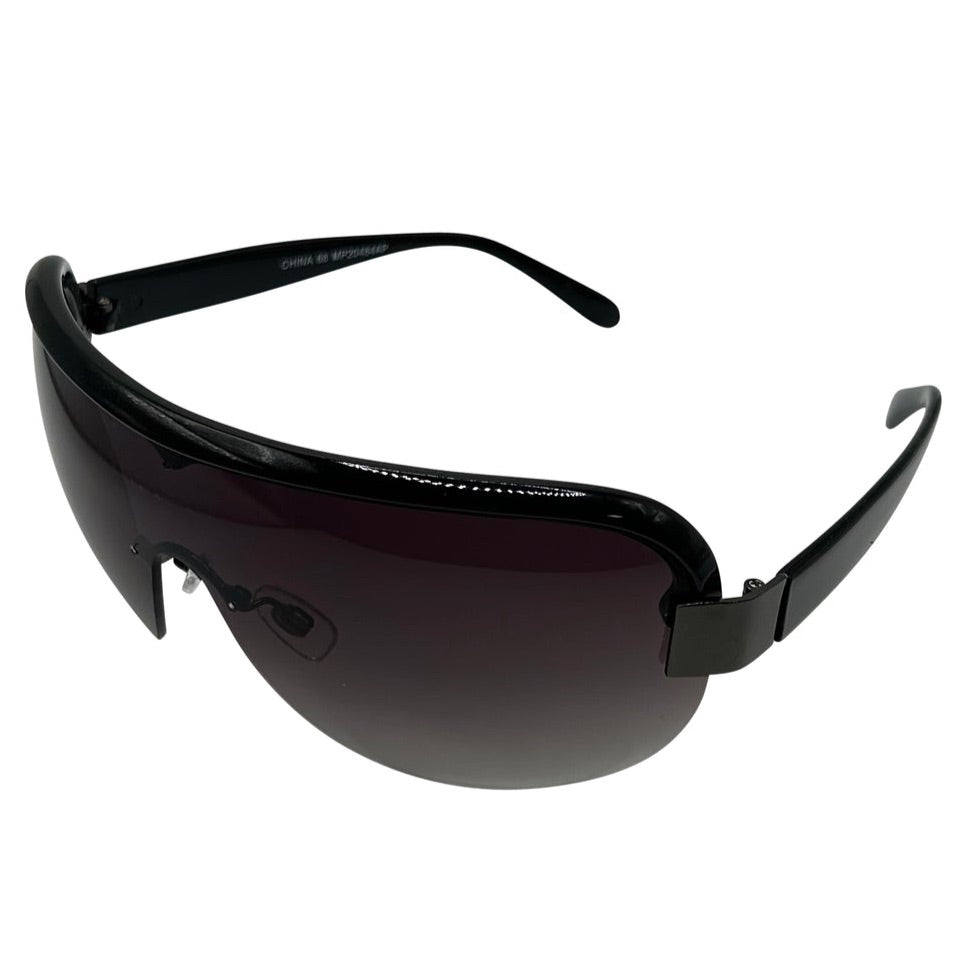 TELEPHONE Ski Shield SunglassesBlack Gunmetal/Smoke-Giant Vintage Eyewear