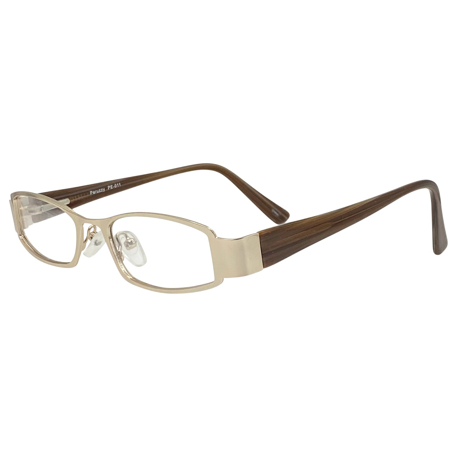 TUNNEL VISION Clear Rectangular 90s GlassesGold-Giant Vintage Eyewear