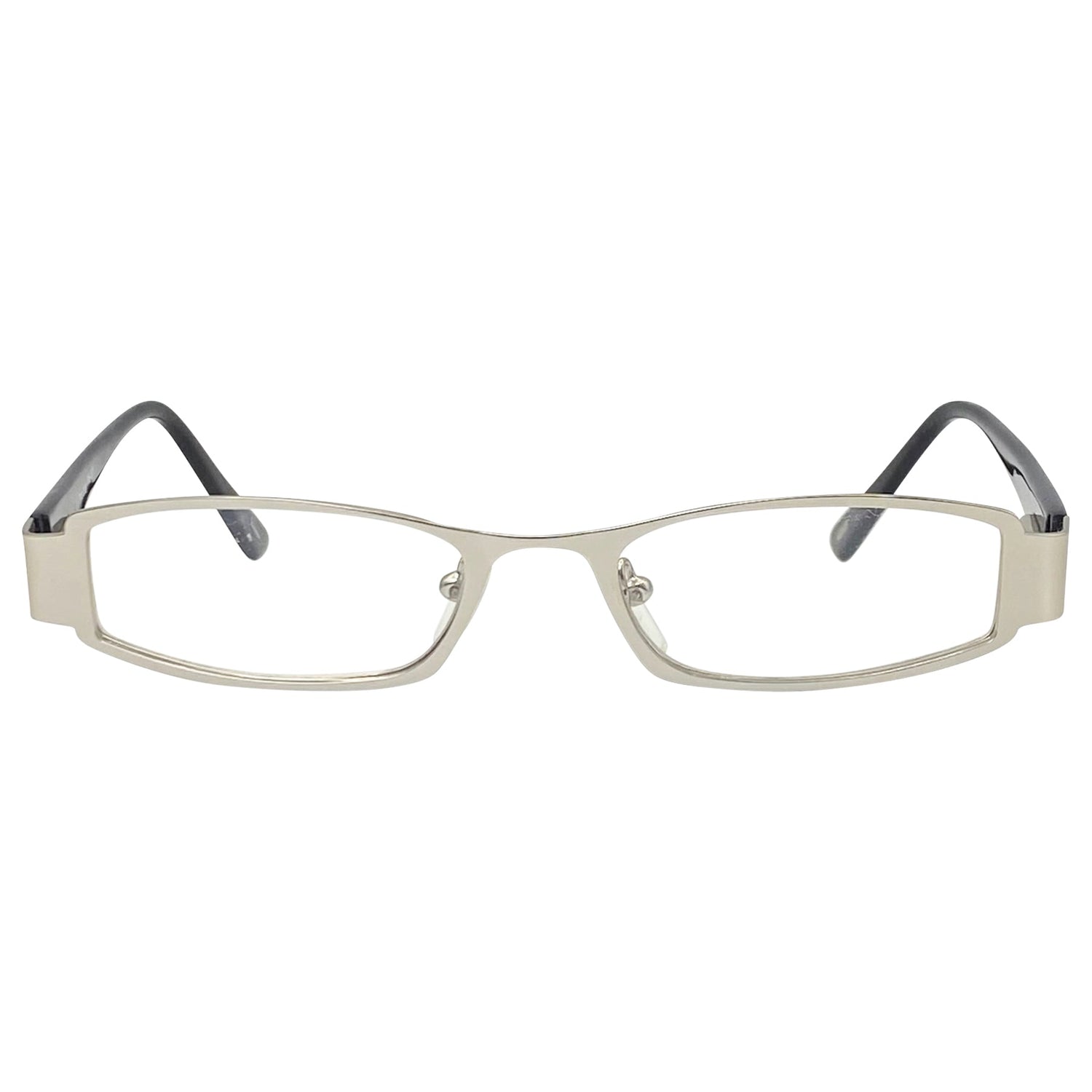 TUNNEL VISION Clear Rectangular 90s Glasses-Giant Vintage Eyewear
