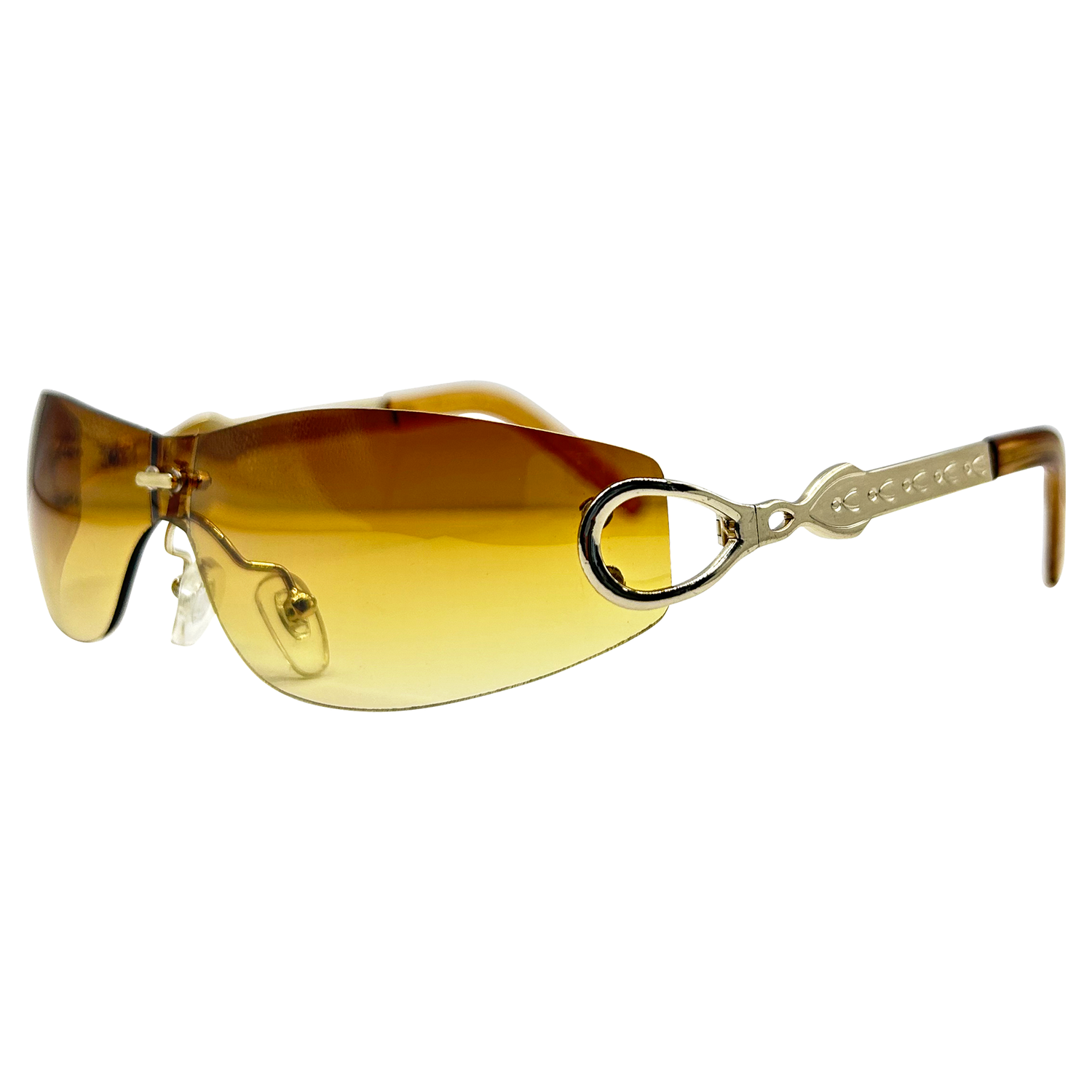 VICIOUS Rimless SunglassesGold/Amber-Giant Vintage Eyewear