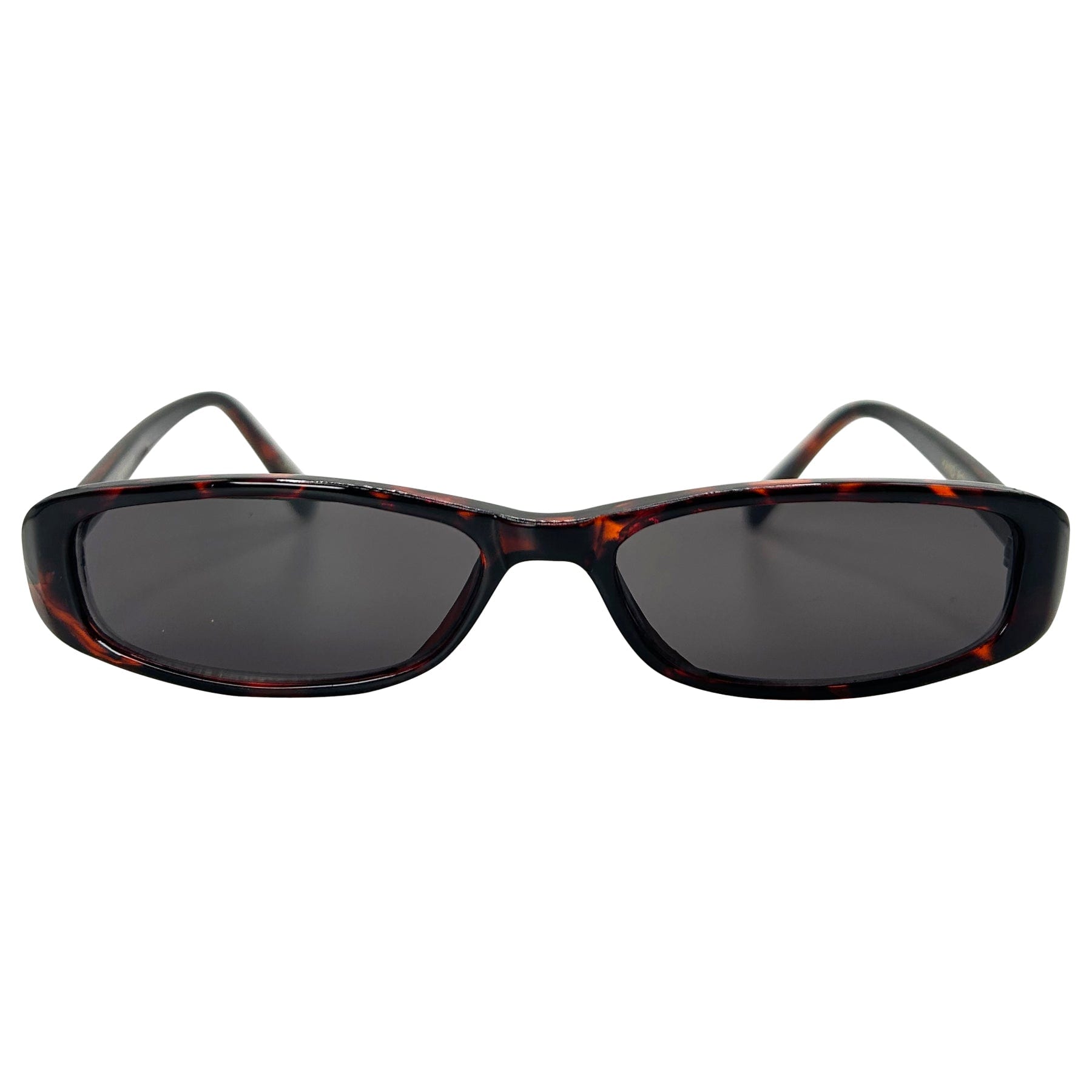 tortoise shell sunglasses with a small 90s style frame 