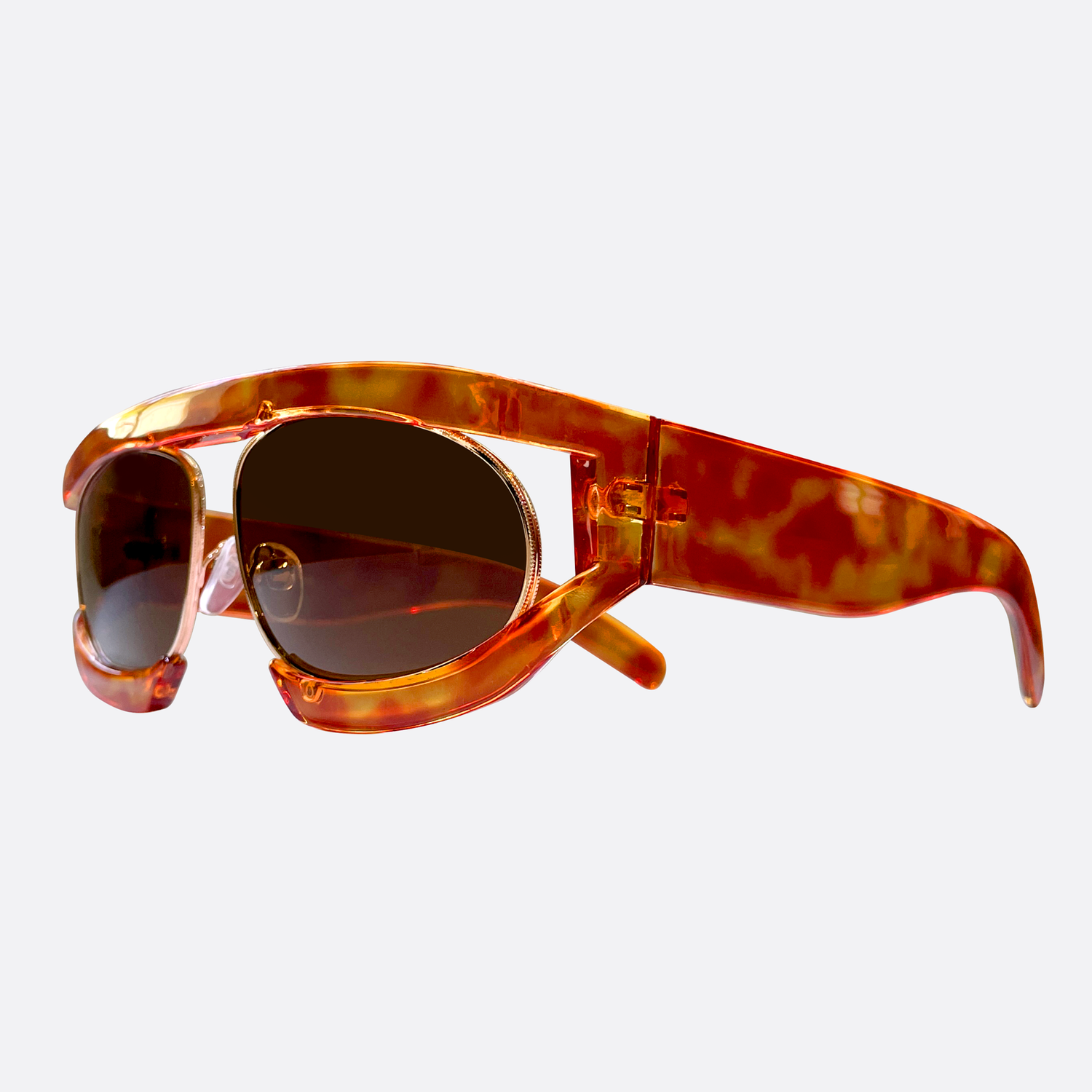 WEEZIE Demi/Brown Avante-Garde Sunglasses | Luxe-Giant Vintage Eyewear