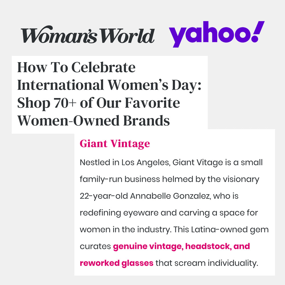 woman's world article on shopping your favorite women-owned brands including giant vintage sunglasses