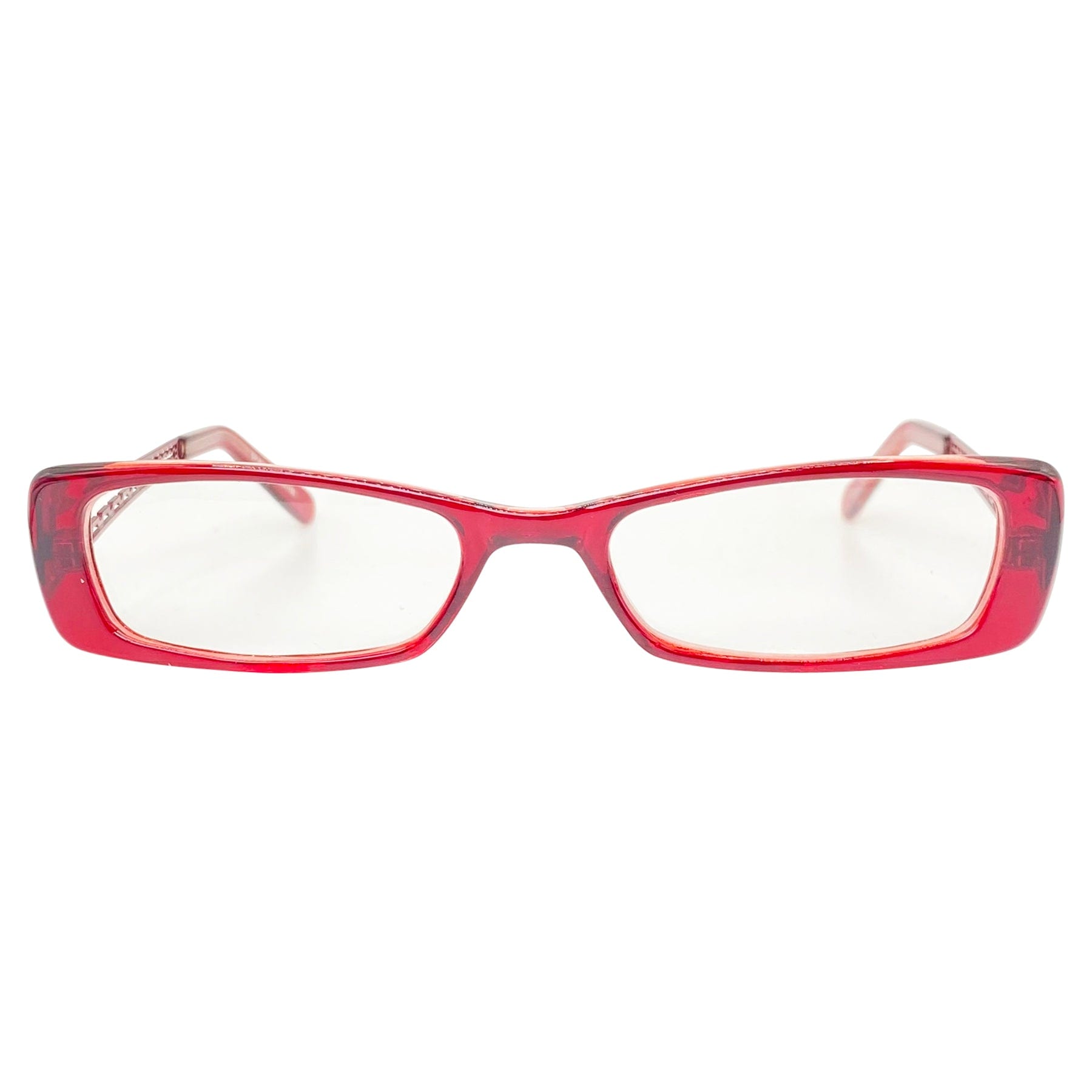 vintage 90s bayonetta style glasses with a small rectangular cat-eye frame