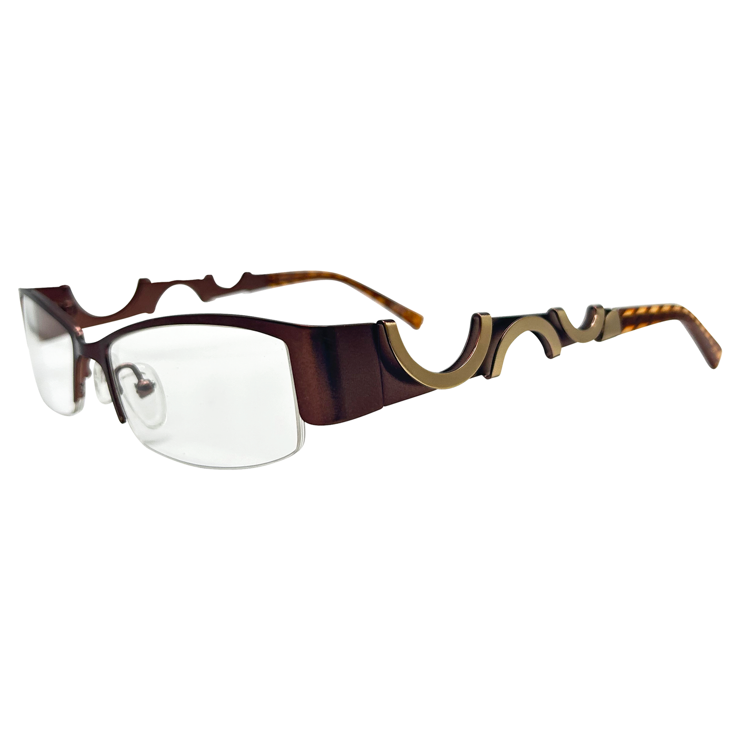 THE DON Clear Square Y2K Semi-Rimless Glasses | PremiumCopper-Giant Vintage Eyewear