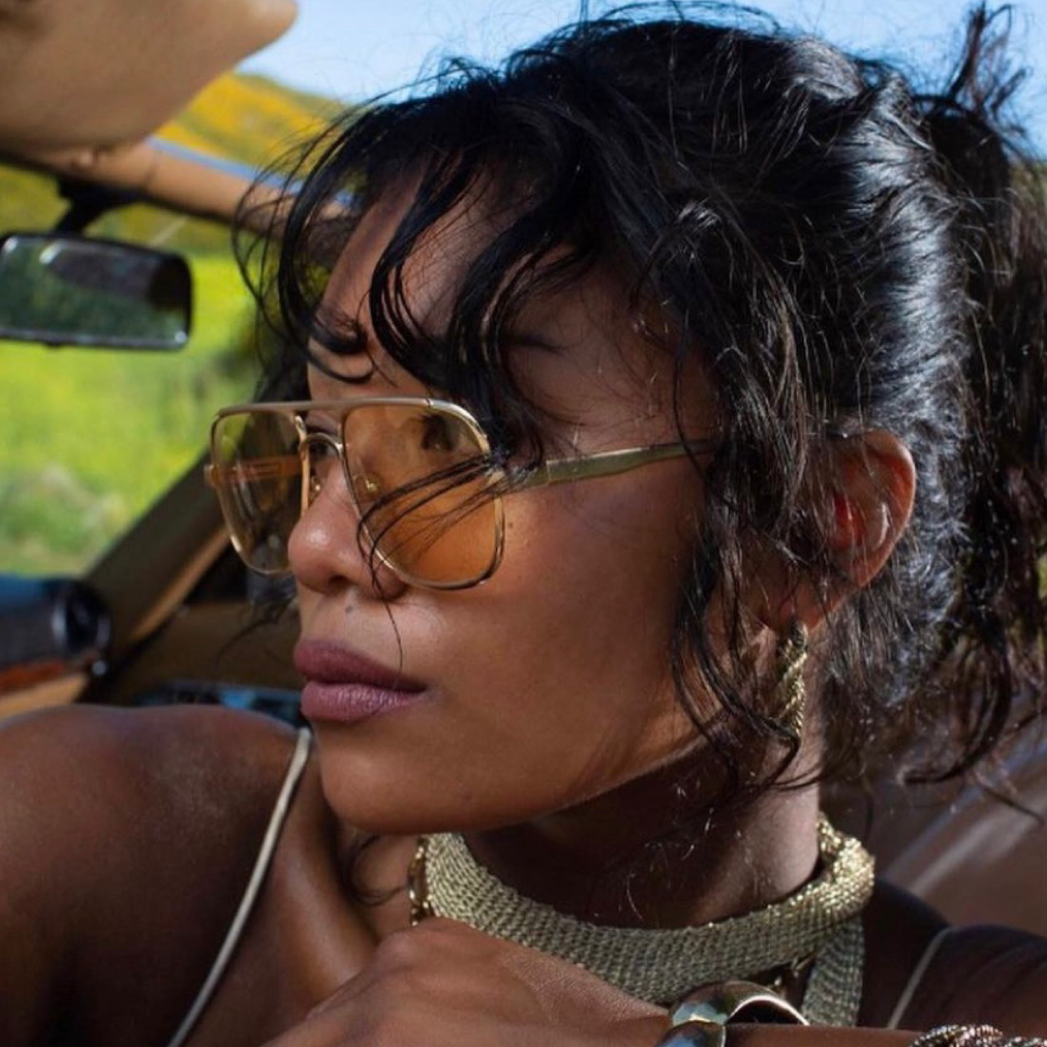 FILLMORE Gold/Tan Limited Edition Giant Vintage Original - Luxe *As Seen On: Renee Rapp*-Giant Vintage Eyewear
