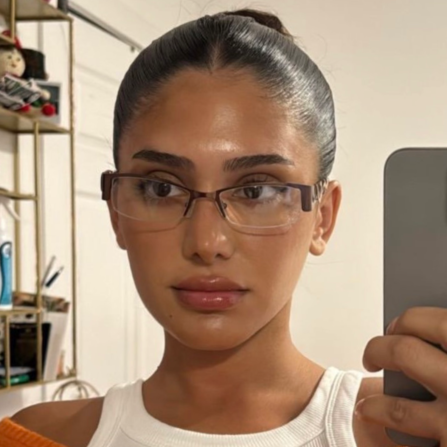 THE DON Clear Square Y2K Semi-Rimless Glasses | Premium-Giant Vintage Eyewear
