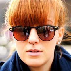 Shop Andy Gloss Black Vintage Browline Sunglasses for Women