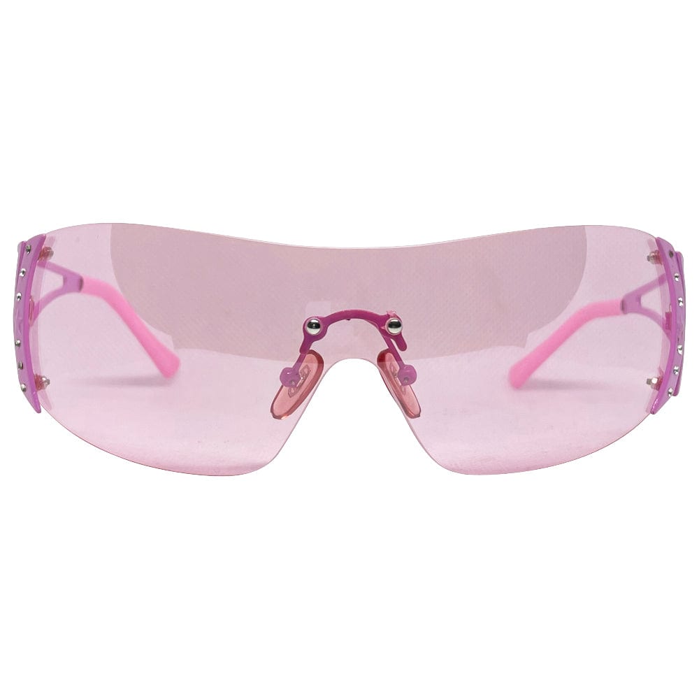 BARBZ Pink Rimless Fashion Sunglasses