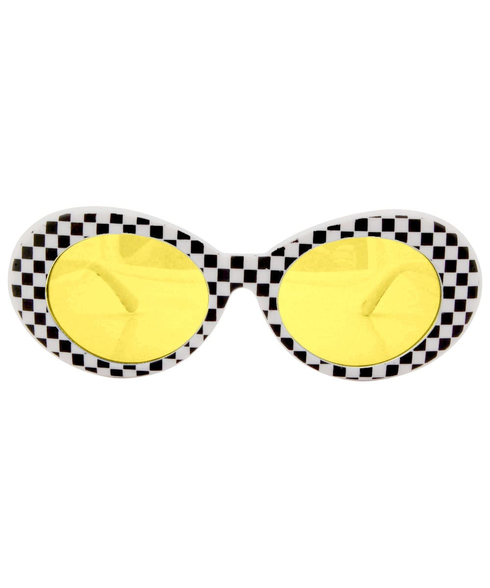 cobain white yellow checkers sunglasses