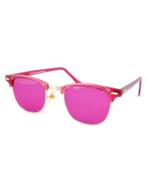 Shop SOHO magenta vintage mirrored browline colored sunglasses for