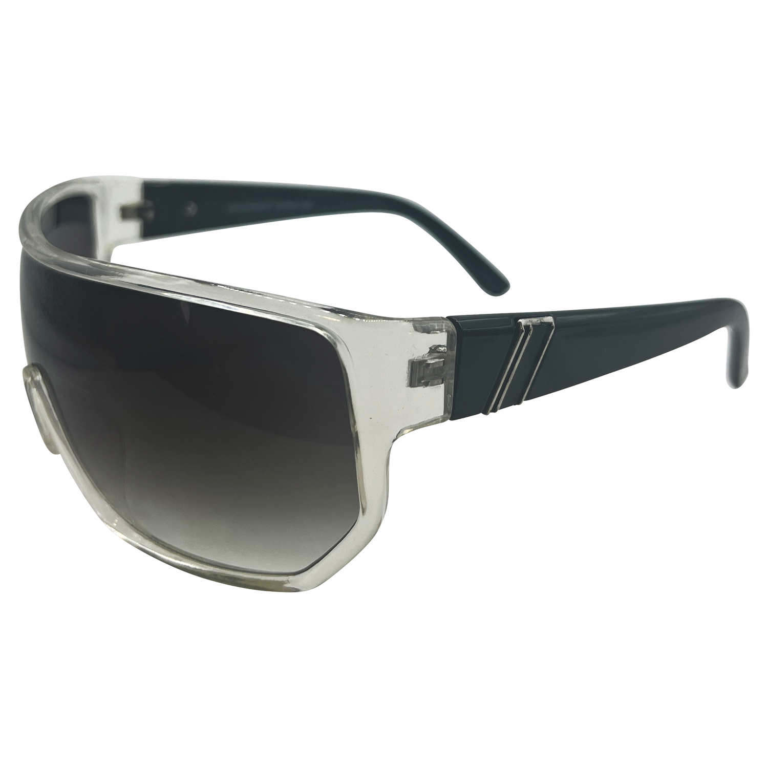 SHREDDED Shield SunglassesClear Black-Giant Vintage Eyewear