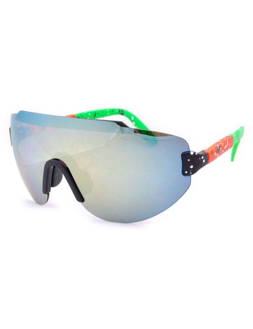 Shop Steez Orange/Green Vintage Mirrored Ski Sports Sunglasses for Men