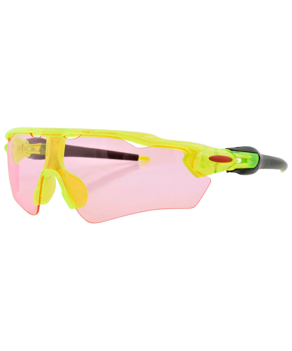 STOKED Pink/Yellow Sports Sunglasses