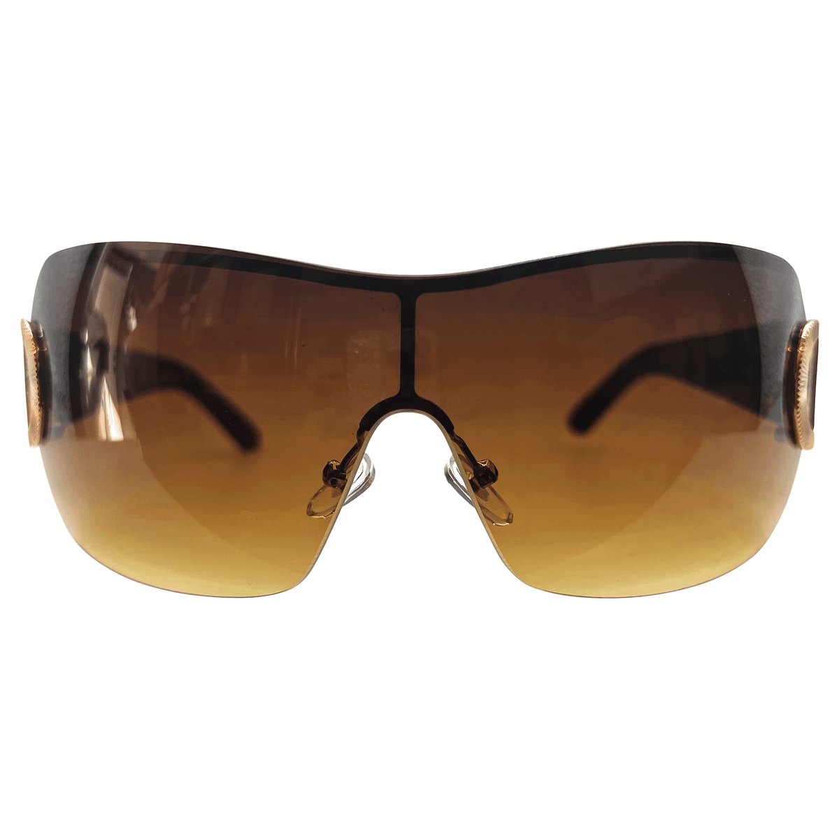 SUGARBABY Rimless Shield Y2K Gold/Amber SunglassesGold/Amber-Giant Vintage Eyewear