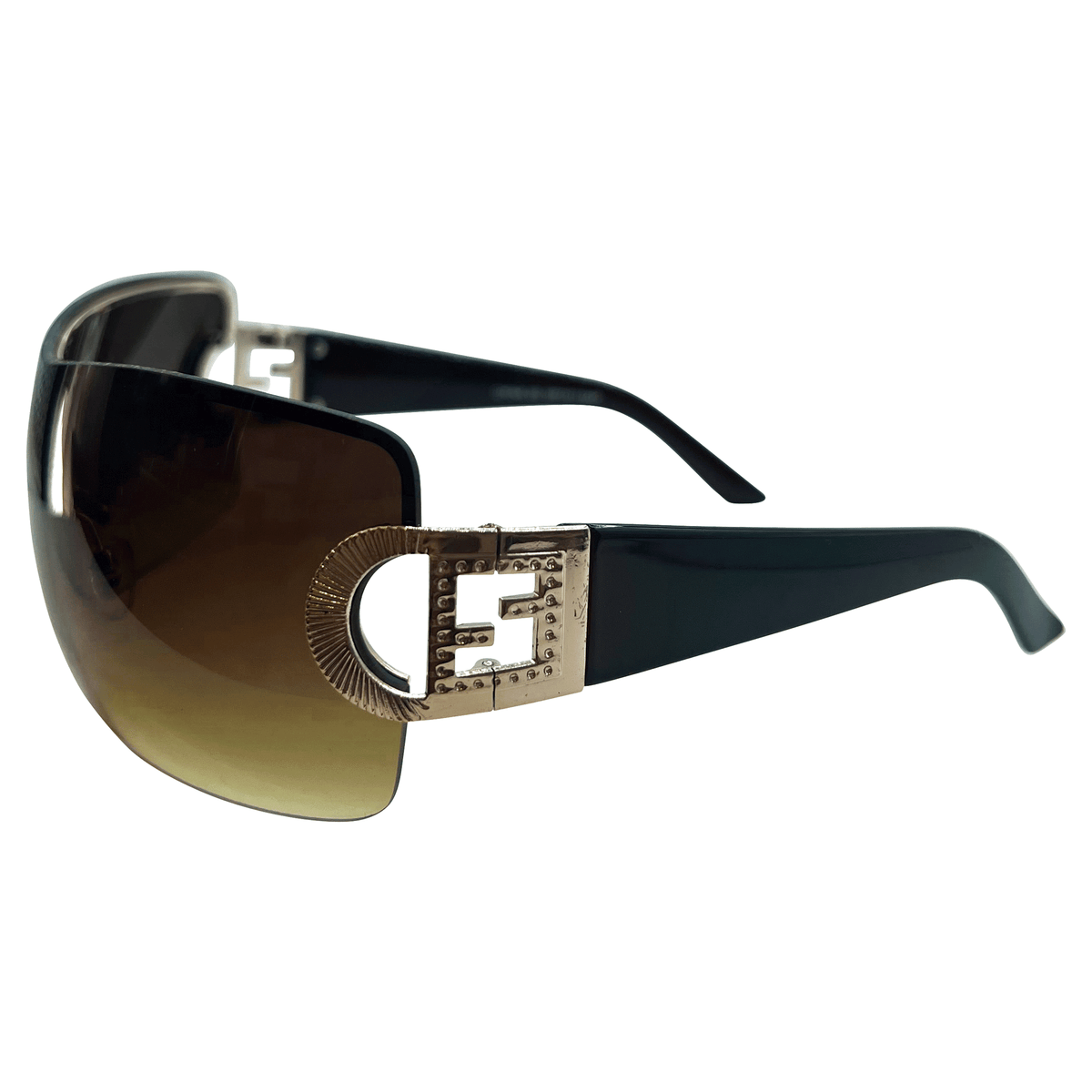 SUGARBABY Rimless Shield Y2K Gold/Amber SunglassesGold/Amber-Giant Vintage Eyewear