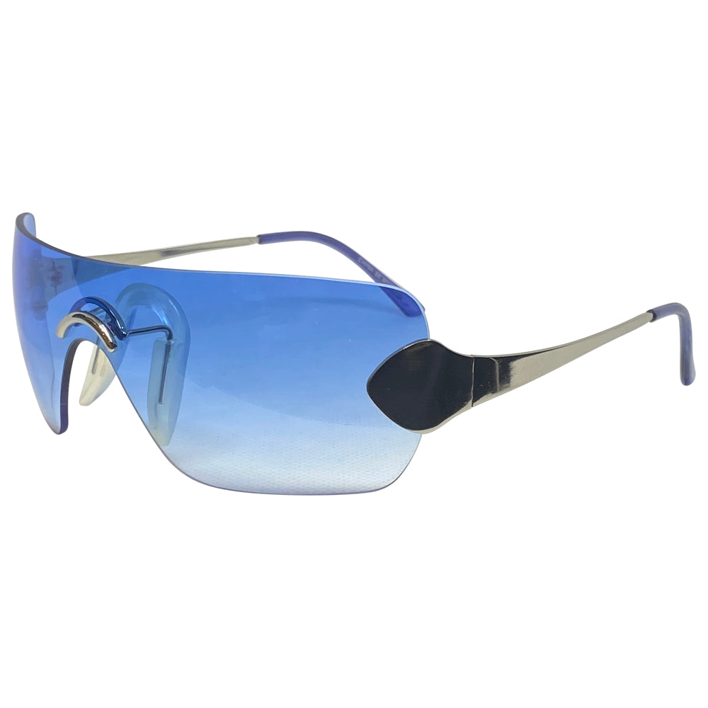 TONER Blue Y2K Rimless Sunglasses Giant Vintage Eyewear