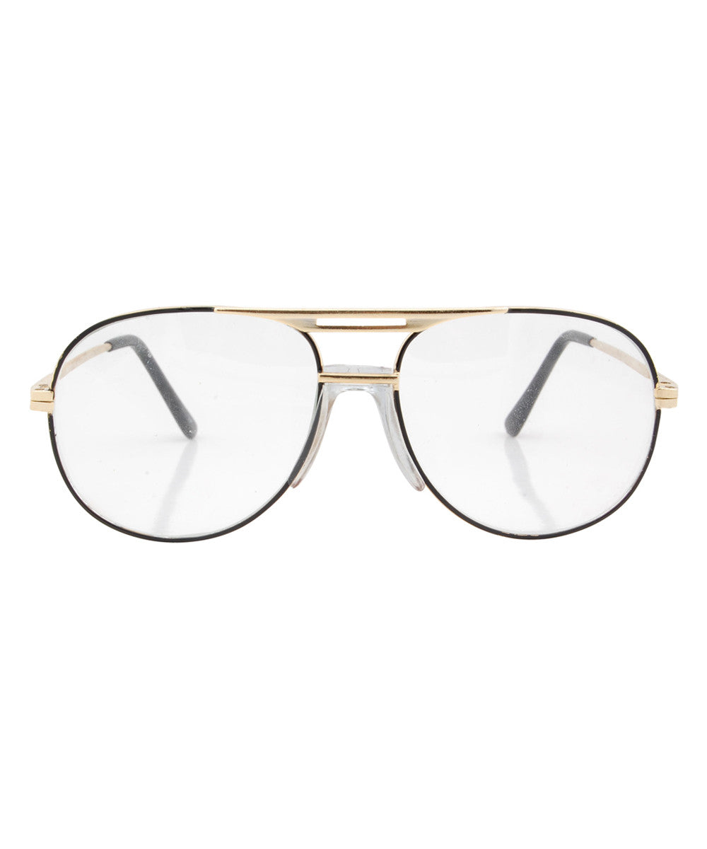 Shop Track Gold/Black Vintage Clear Aviator Glasses for Men