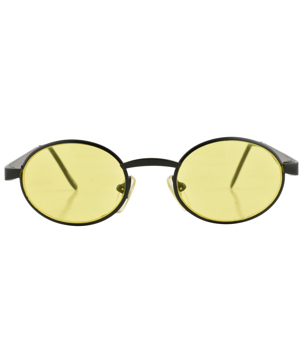 TWISTER Black Oval Sunglasses-Giant Vintage Eyewear
