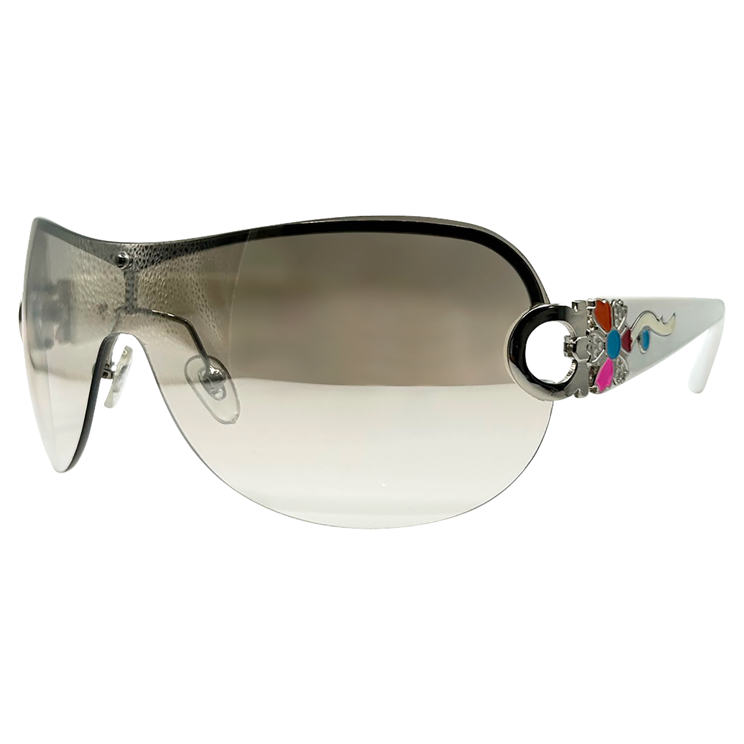 YSABEL Rimless Shield SunglassesWhite/Flash-Giant Vintage Eyewear