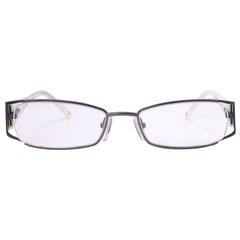 tan color glasses with a clear lens and 90s frame 