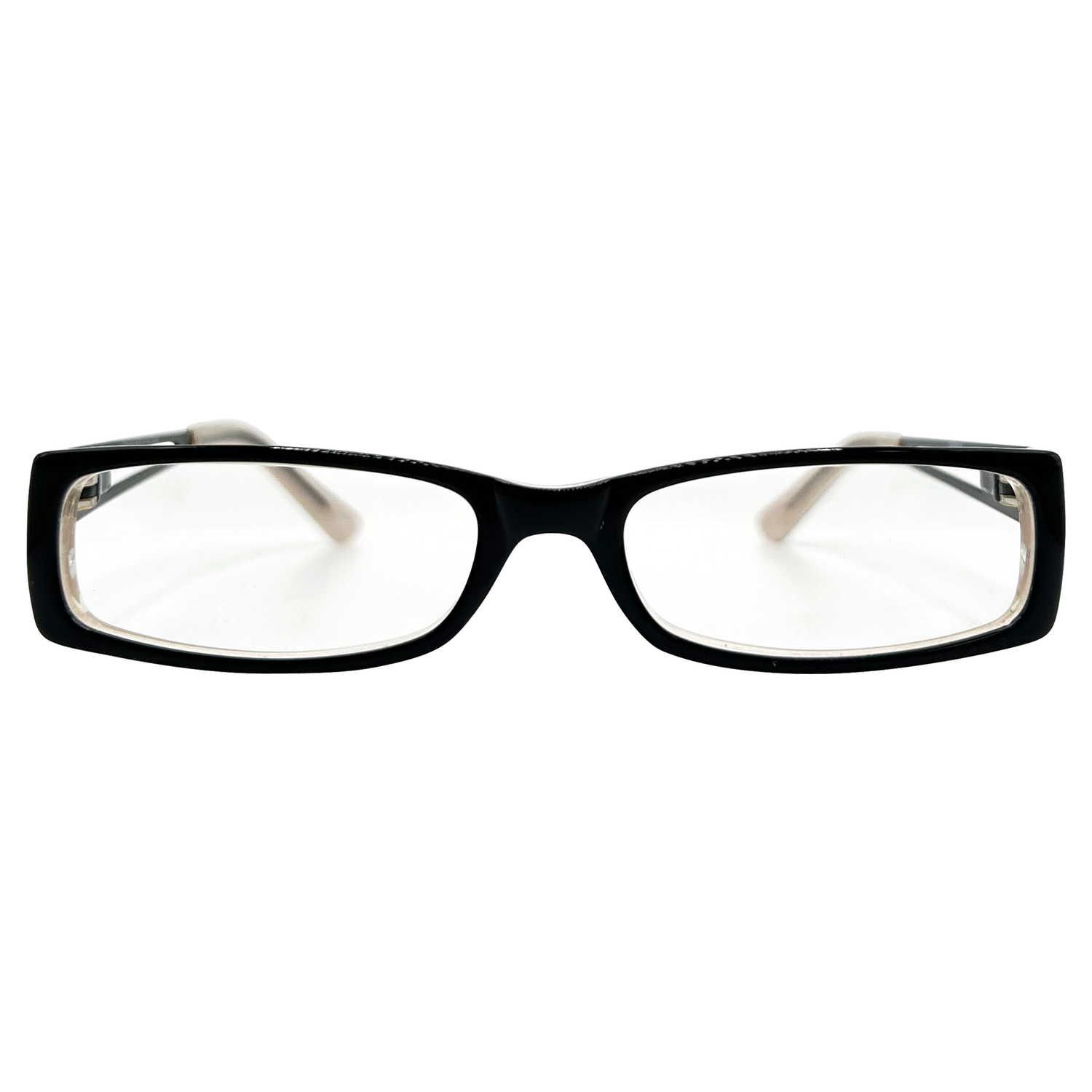 2 TONE Small Clear Rectangular 90s Glasses-Giant Vintage Eyewear