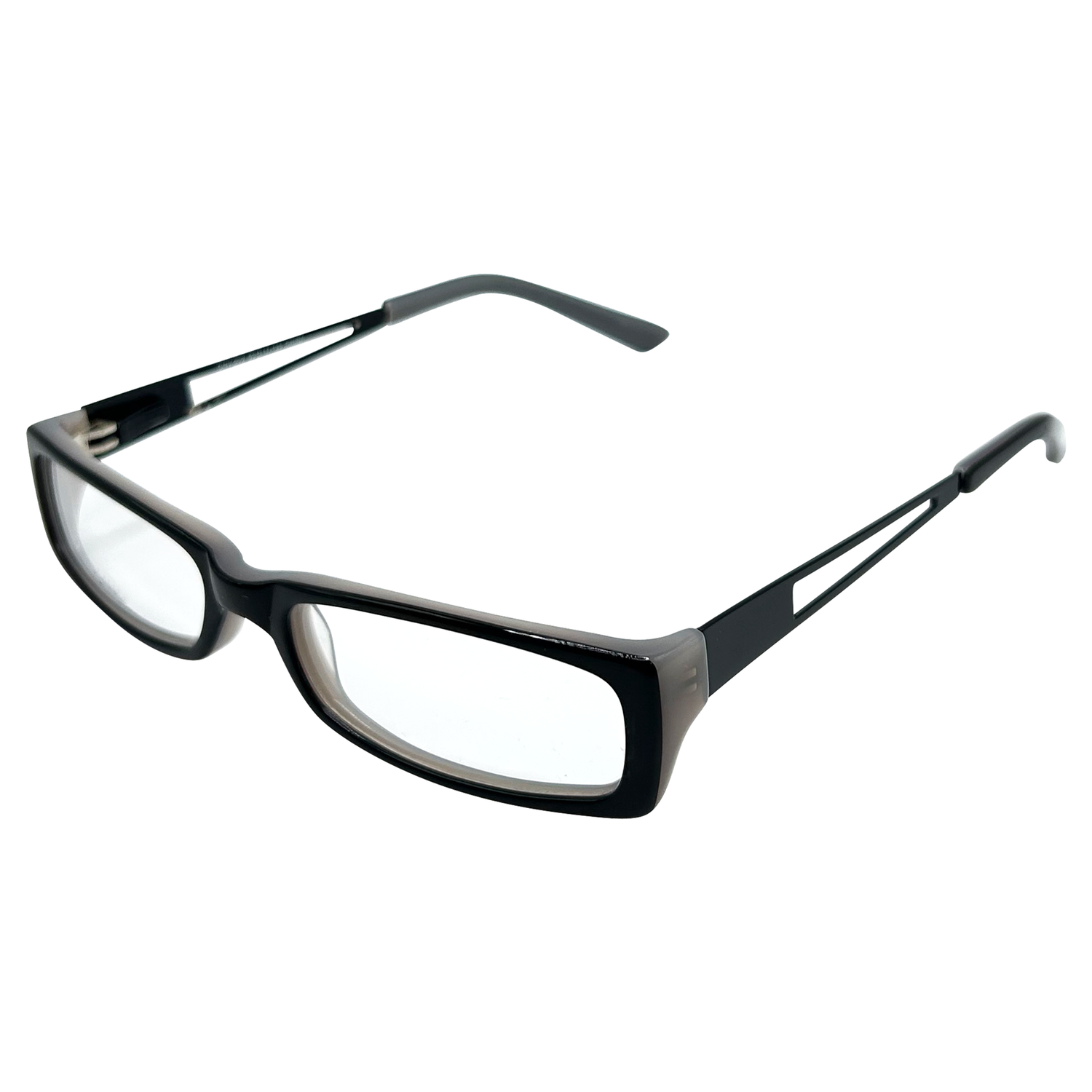 2 TONE Small Clear Rectangular 90s GlassesBlack Frost-Giant Vintage Eyewear
