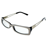2 TONE Small Clear Rectangular 90s GlassesWhite-Giant Vintage Eyewear