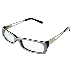 2 TONE Small Clear Rectangular 90s GlassesWhite-Giant Vintage Eyewear