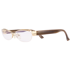 Giant Vintage Poker Face Bayonetta Half Rim Clear Glasses in Gold
