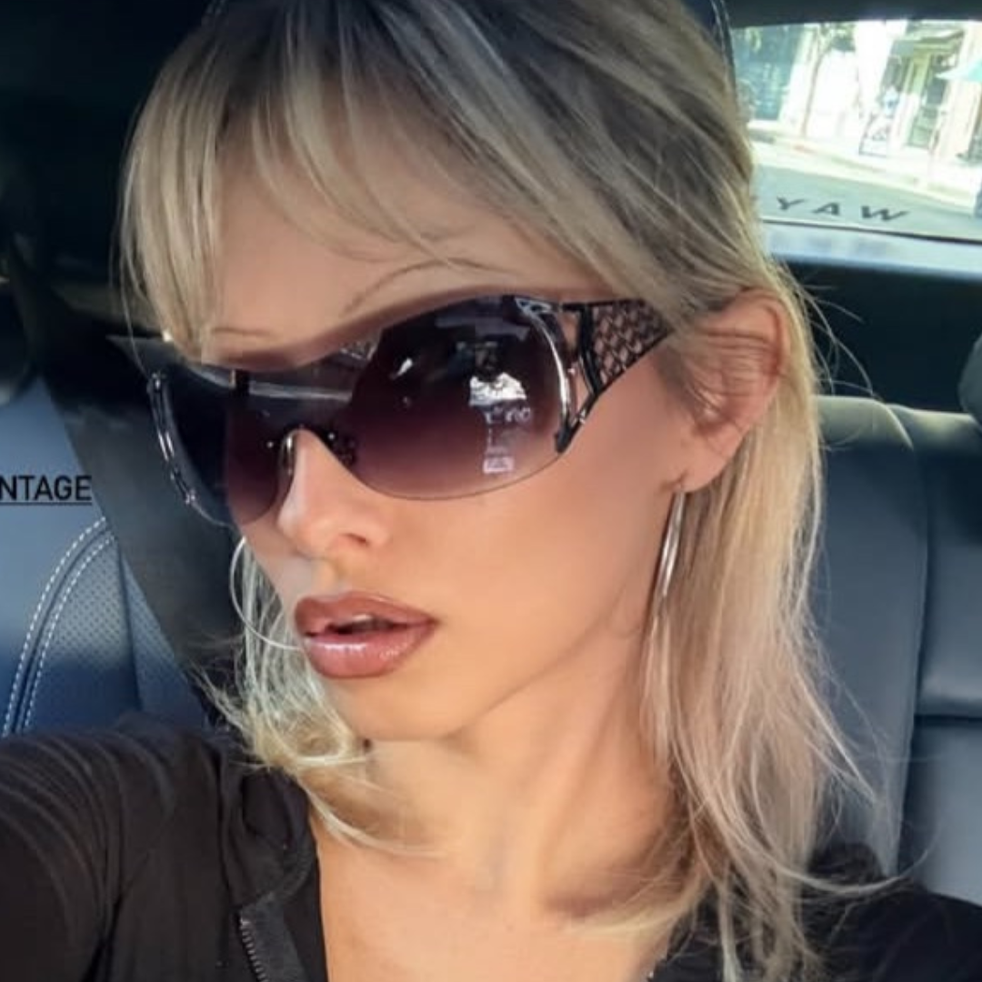 POPULAR Rimless Shield Sunglasses-Giant Vintage Eyewear