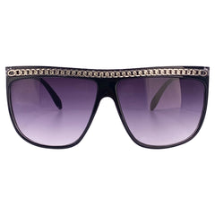SCANDAL Chained Brow line Shield SunglassesBlack-Giant Vintage Eyewear