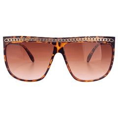 SCANDAL Chained Brow line Shield SunglassesTortoise-Giant Vintage Eyewear