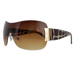 NASTY Rimless Y2K Shield SunglassesGold/Amber-Giant Vintage Eyewear