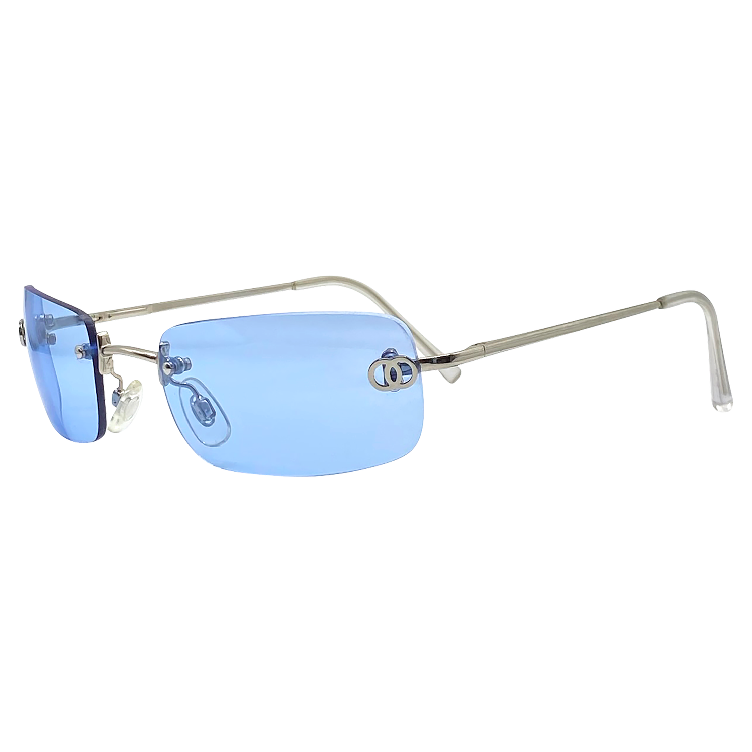 AMETHYST Rimless Y2K SunglassesBlue-Giant Vintage Eyewear
