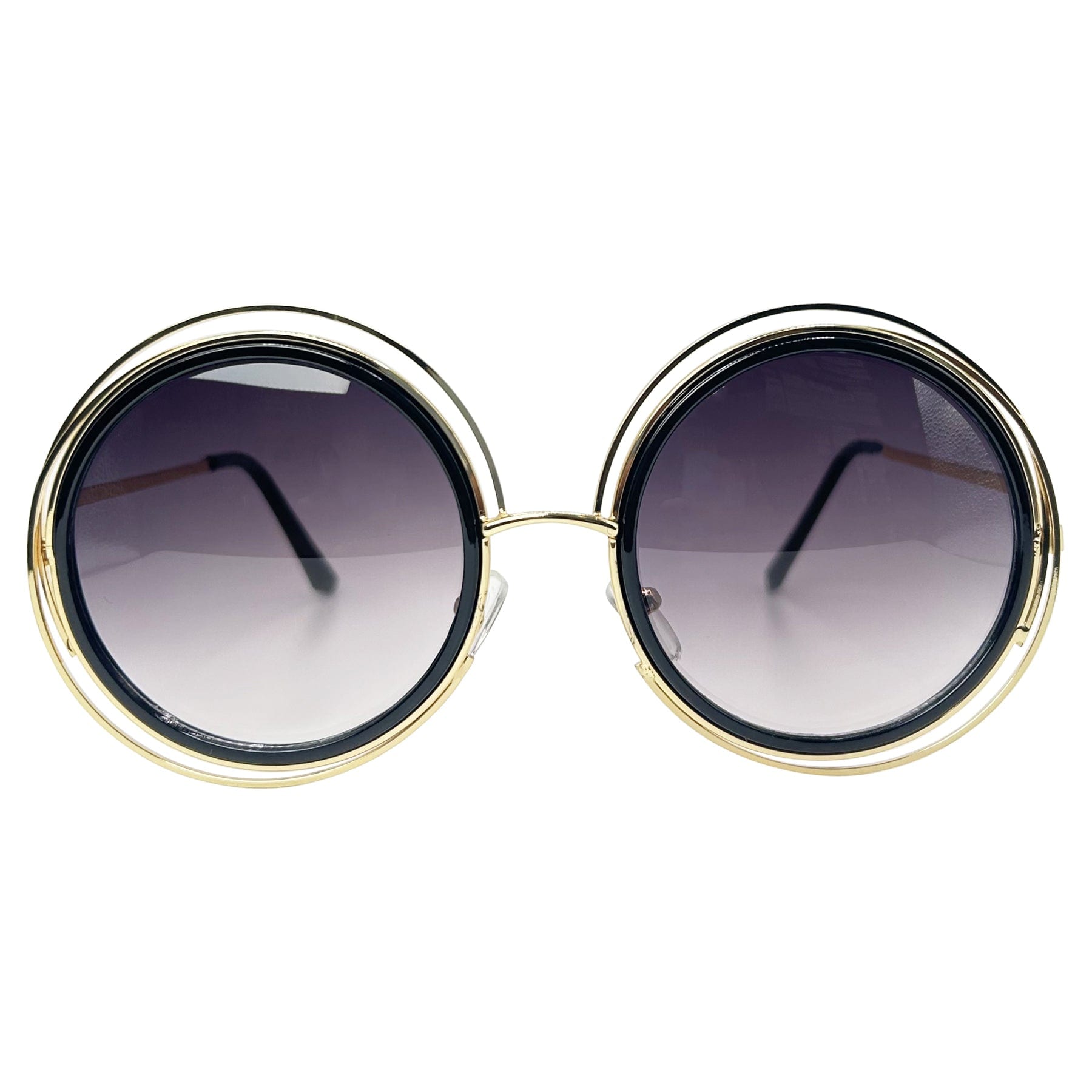 unique retro sunglasses with a metal frame and smoke lens