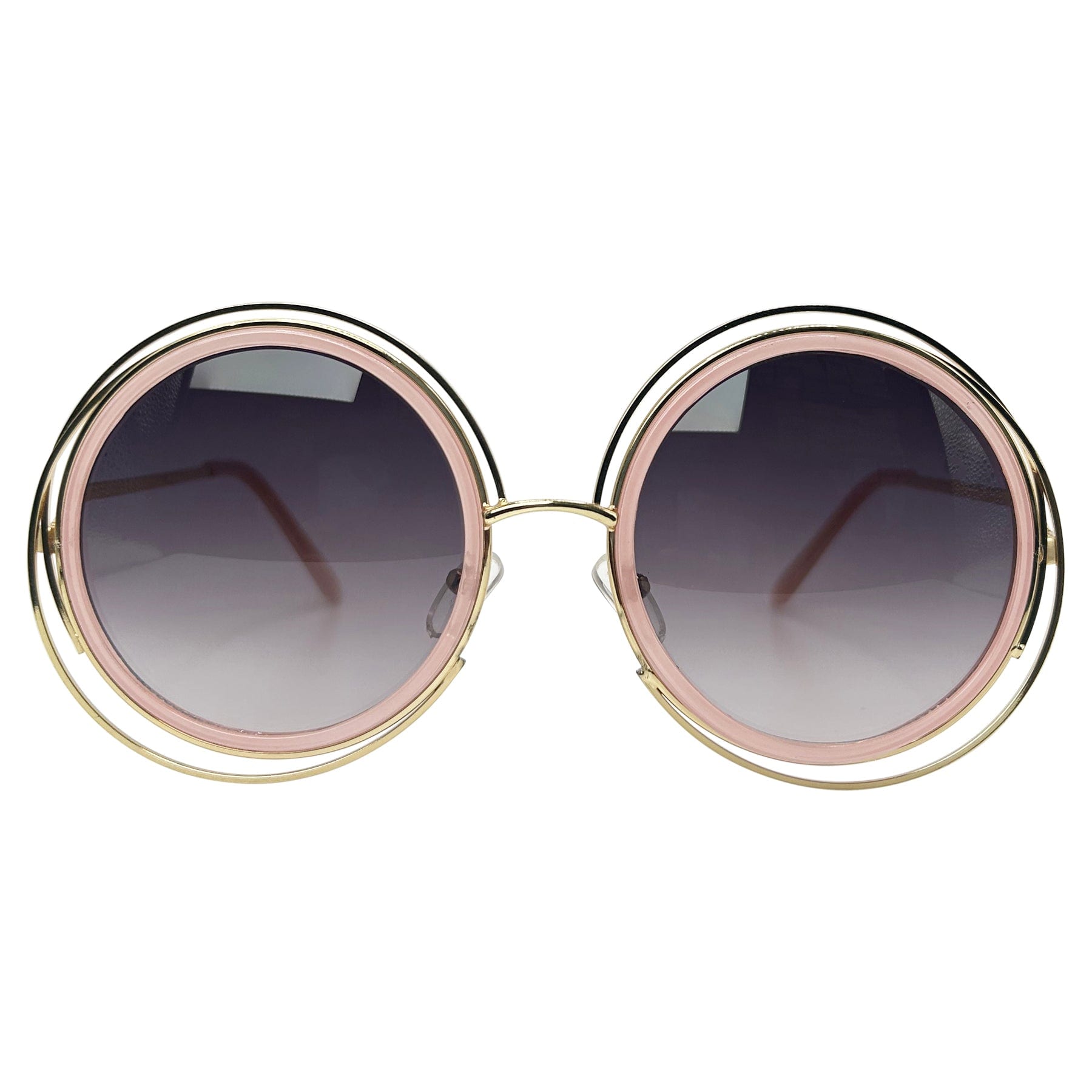 unique sunglasses with oversized and round shaped metal frame and lens