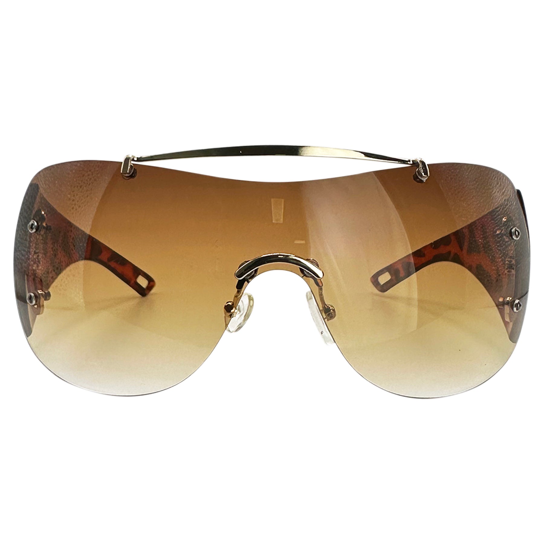 ATOMIC Oversized Aviator Shield SunglassesTortoise/Amber-Giant Vintage Eyewear