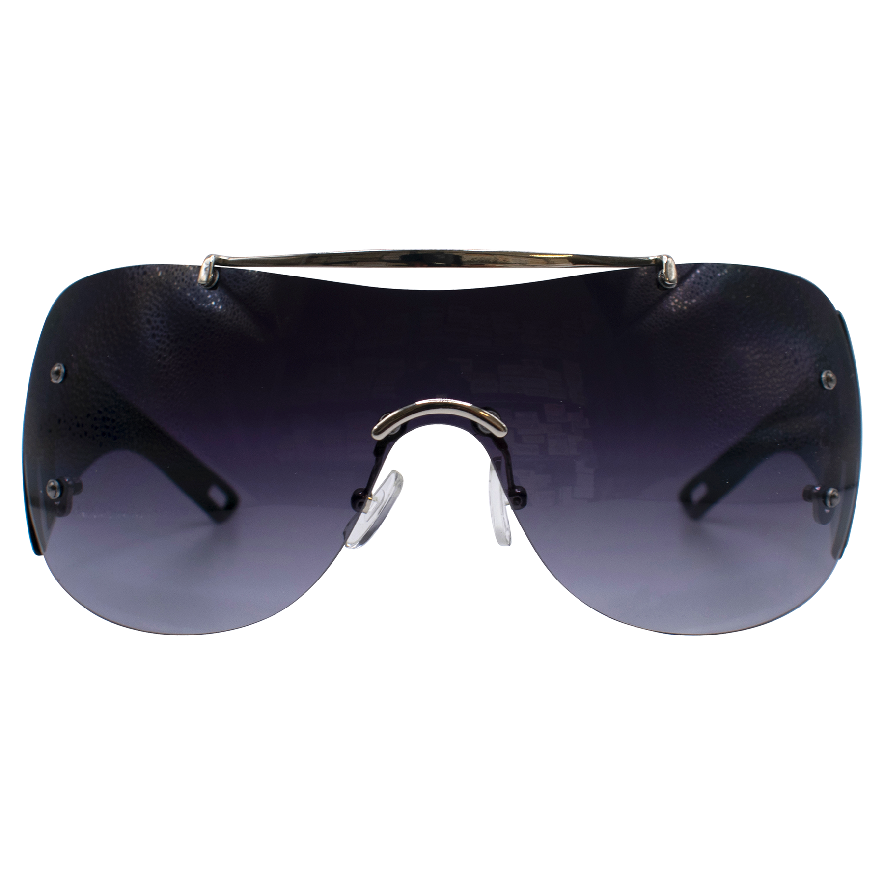 Shop BAYANG Rimless Shield Y2K Vintage Fashion Sunglasses Black/Smoke