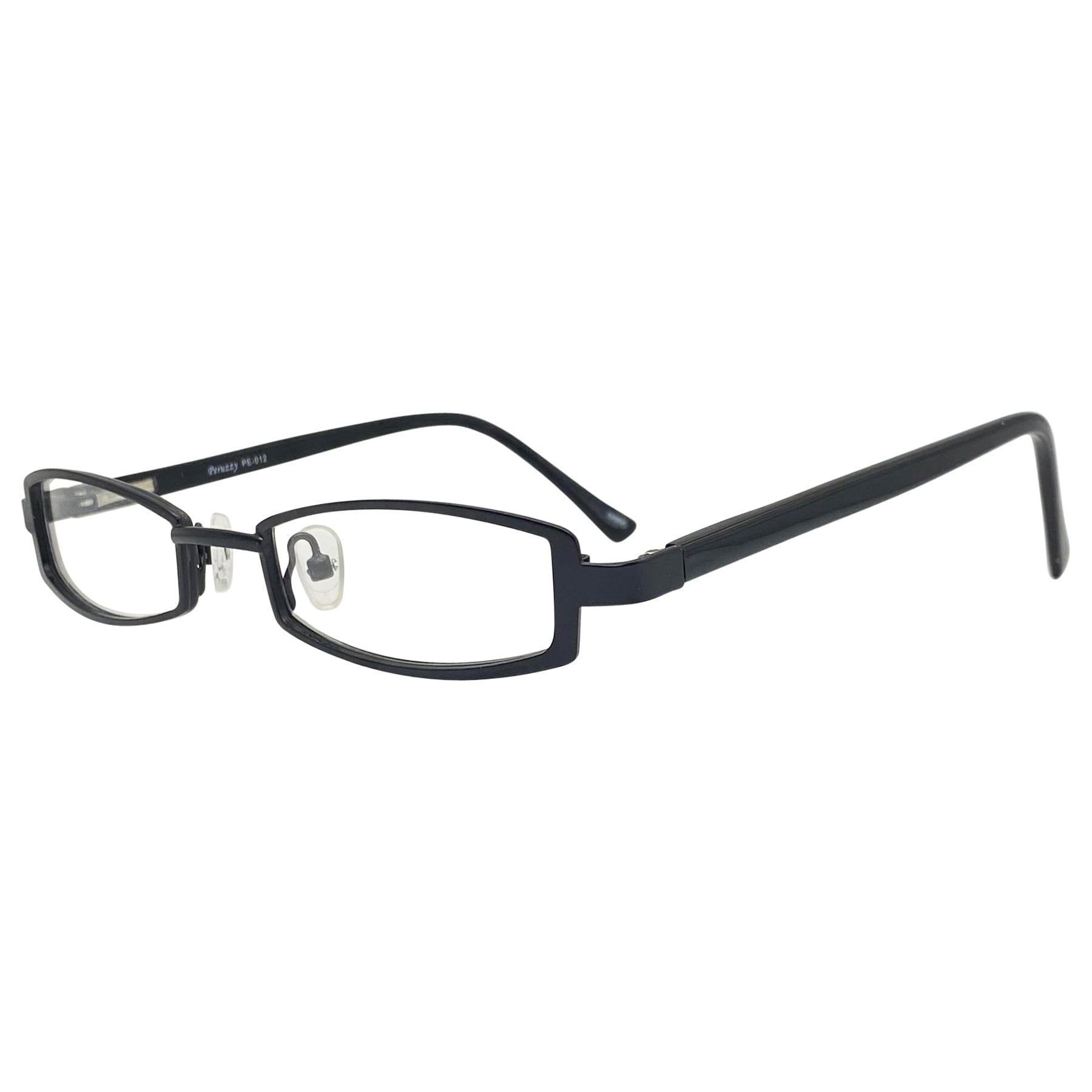 90s retro rectangular style frame with a matte black metal finish