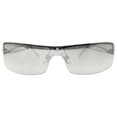 retro sunglasses with a small shield flash lens and metal frame