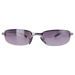 Rimless small 90's sunglasses with smoke lens and silver metal frame