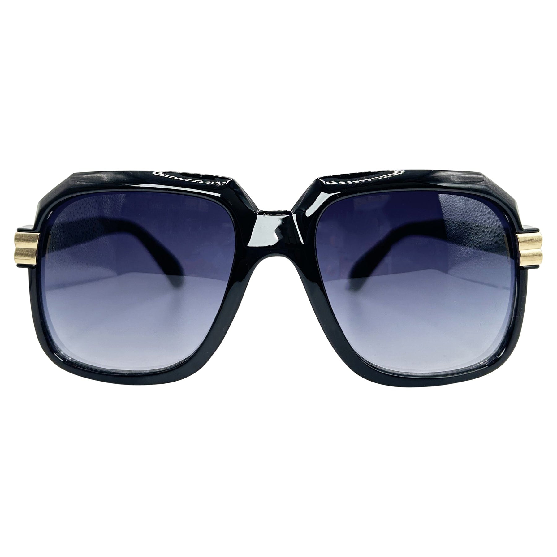 oversized square 2000s sunglasses with a smoke lens 
