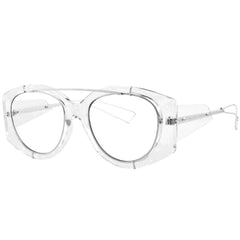 CLEAN Crystal Clear Aviator GlassesSilver-Giant Vintage Eyewear