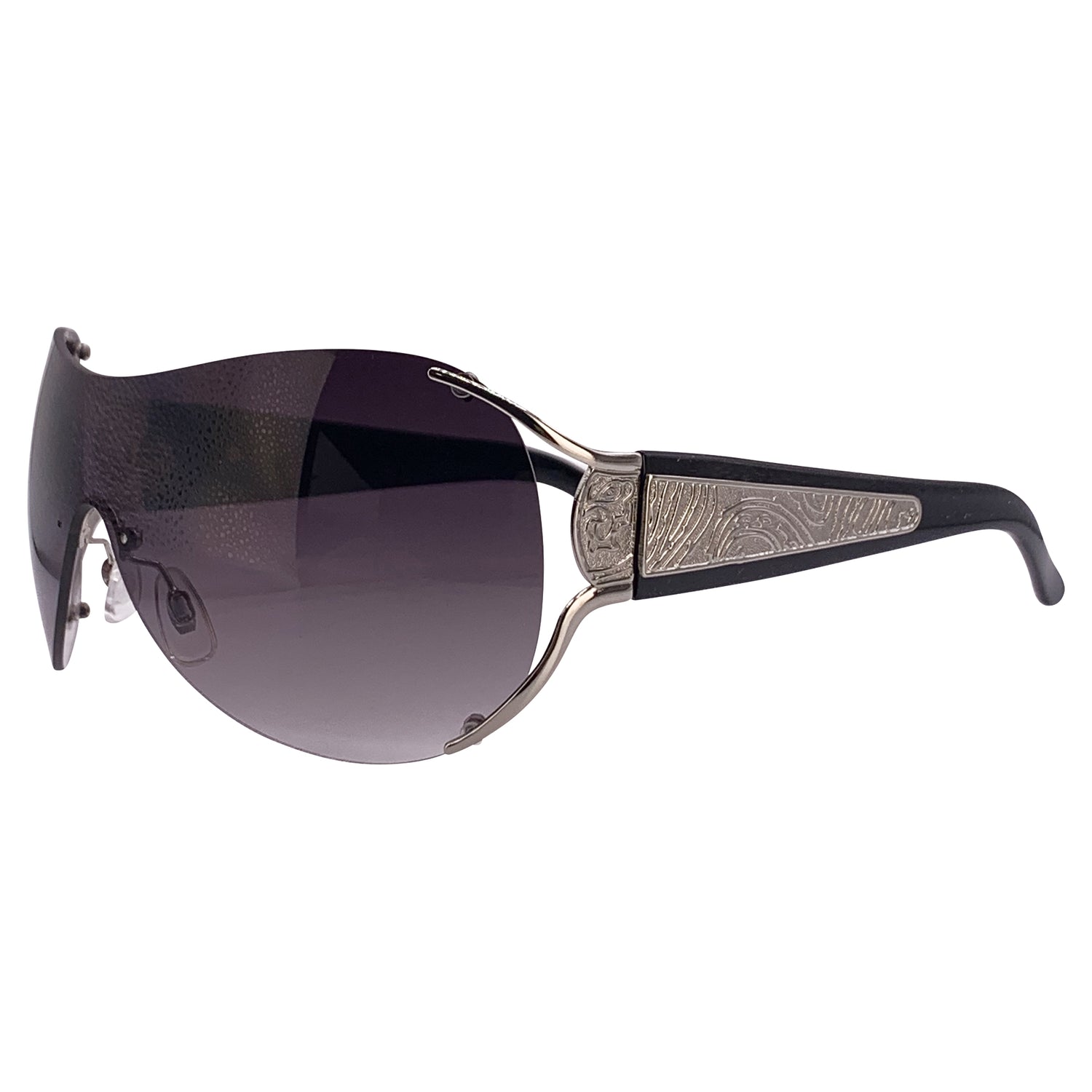 COUTURE Rimless Oversized Shield SunglassesSmoke/Silver-Giant Vintage Eyewear