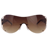 COUTURE Rimless Oversized Shield SunglassesGold/Amber-Giant Vintage Eyewear