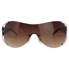 COUTURE Rimless Oversized Shield SunglassesGold/Amber-Giant Vintage Eyewear