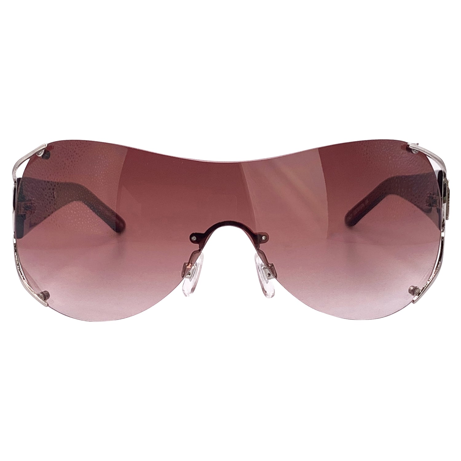 COUTURE Rimless Oversized Shield SunglassesRed/Silver-Giant Vintage Eyewear