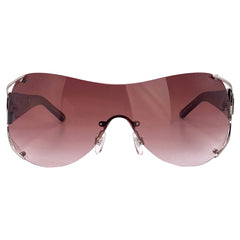COUTURE Rimless Oversized Shield SunglassesRed/Silver-Giant Vintage Eyewear