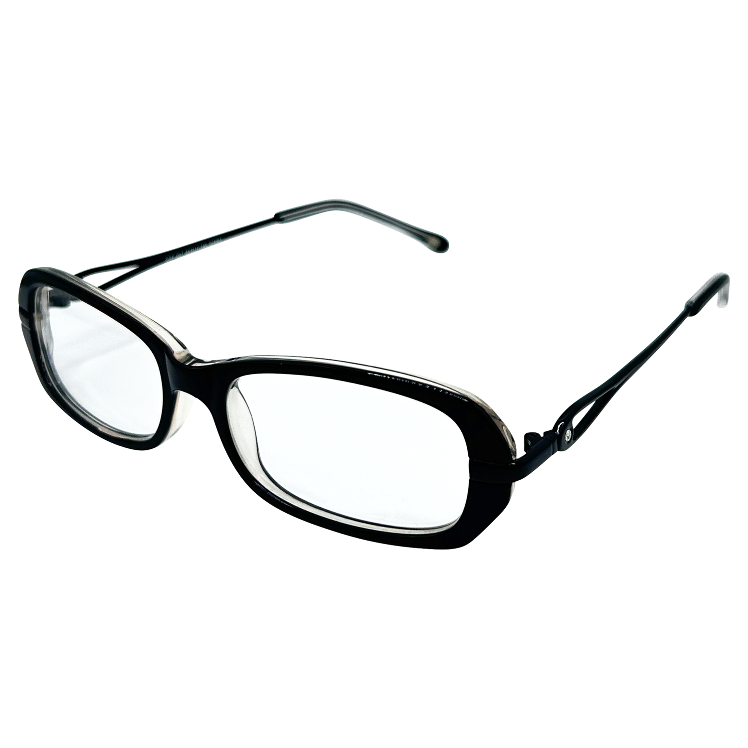CURLY Small Clear Rectangular 90s Vintage Frame | PremiumBlack Clear-Giant Vintage Eyewear
